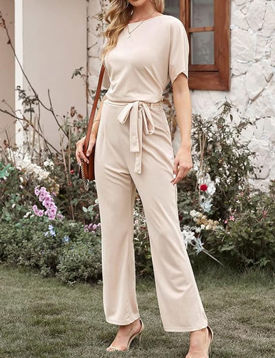 Giselle - Eleganter Freizeit - Jumpsuit - Beige - S - 