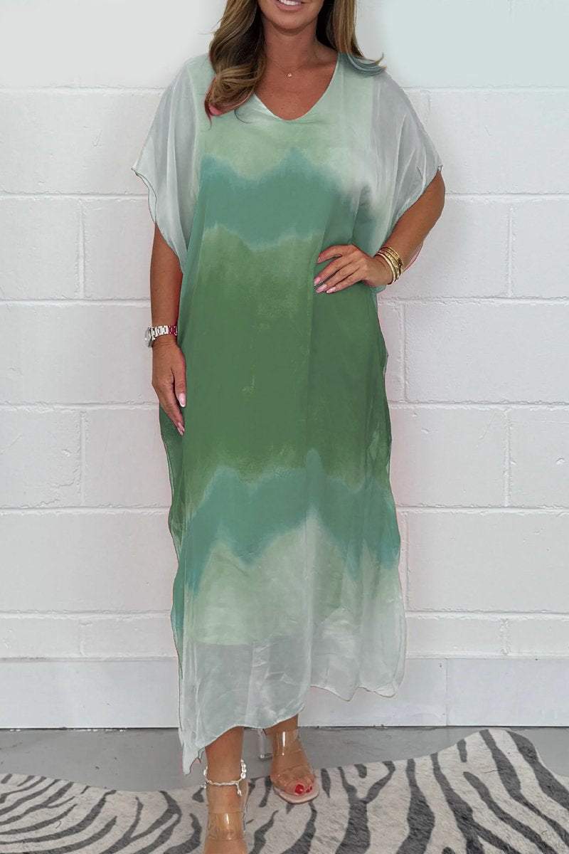 Gwendolyn - Gradient Sommer - Langkleid - Grün und Mint - S - 