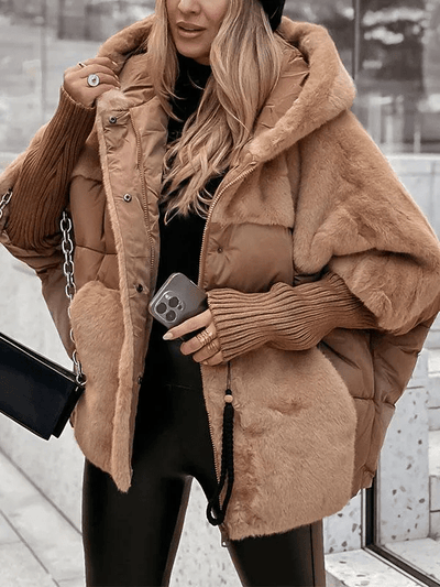 Hanna - Warme Winterjacke mit Kapuze - Braun - S - 