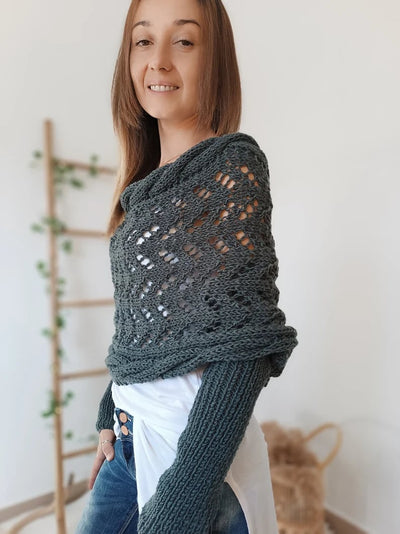 Haven - Bequemer Strickschal - Dunkelgrau - 