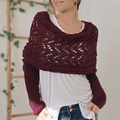 Haven - Bequemer Strickschal - Dunkelrot - 