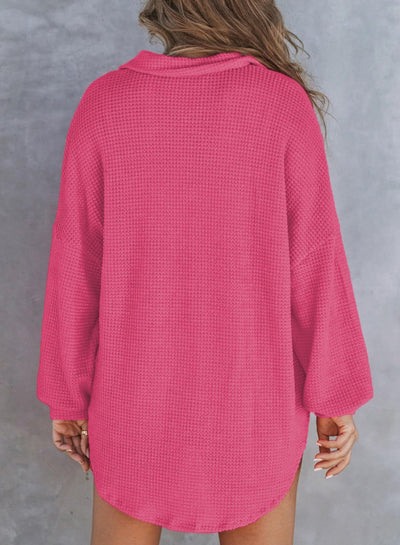 Henna - Waffelpullover - Rosenrot - S - 