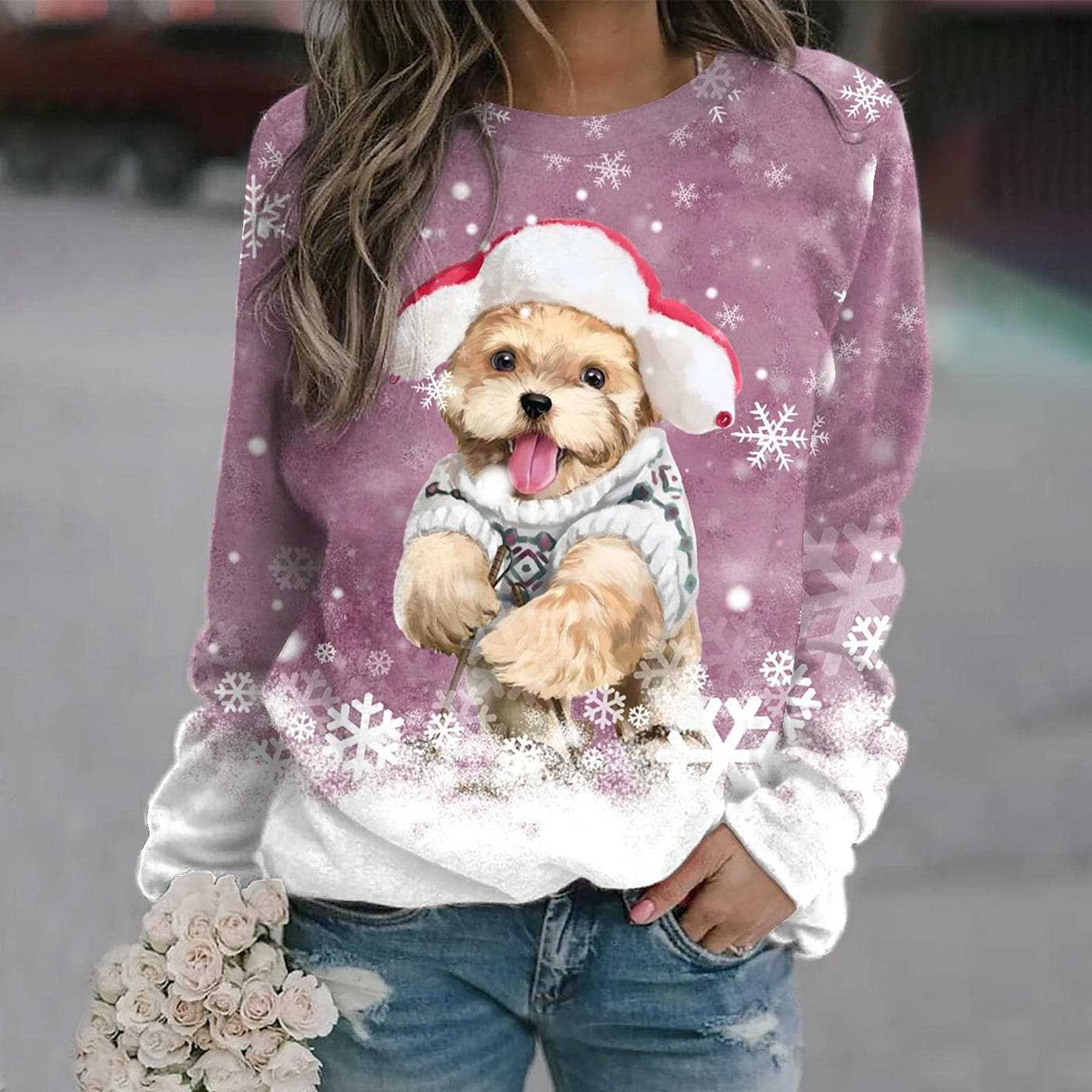 Holly - Niedlicher Merry Pup Pullover - Rosa - S - 