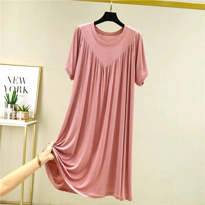 Irene Superweiches, lockeres Pyjama - Kleid - Rosa - L - 