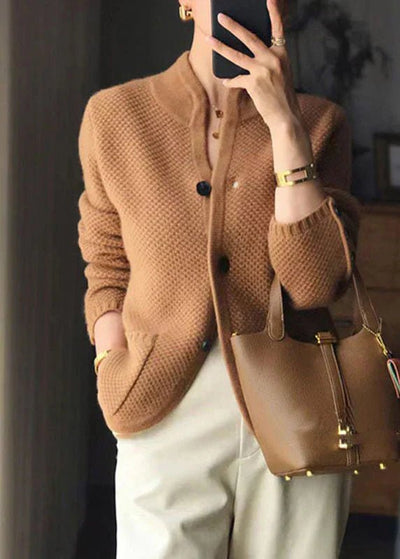 Ivana - Elegante kuschelige Strickjacke - Camel - 