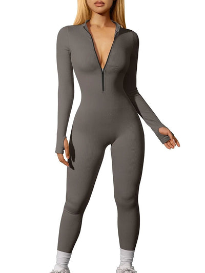 Ivy - Gerippter Jumpsuit für Frauen - Dunkelgrau - S - 