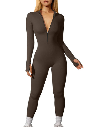 Ivy - Gerippter Jumpsuit für Frauen - Braun - S - 