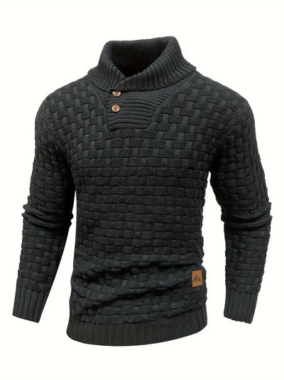 Jakob - Gemütlicher Strickpullover - Schwarz - S - 