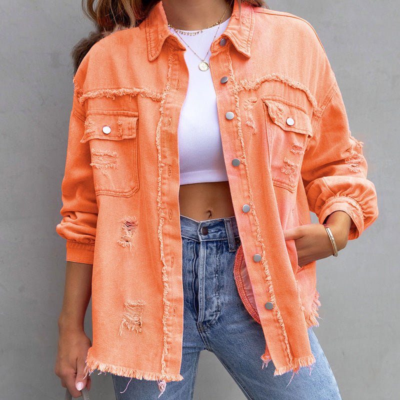 Jeanette - Trendige Jeansjacke für Frauen - Orange - S - 