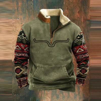 Jonas - Bequemer Zip - Up Pullover - Khaki - S - 