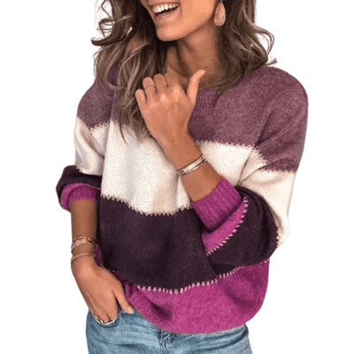 Joy - Gestreifter Pullover - Lila - S - 