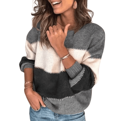 Joy - Gestreifter Pullover - Grau - S - 