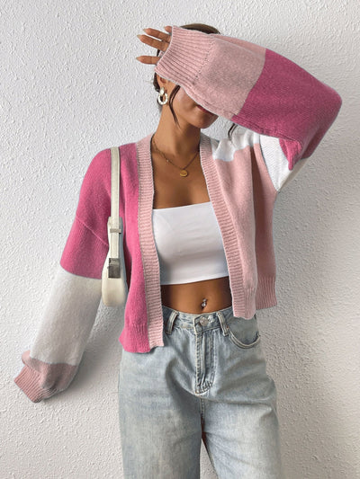 Juliette - Farbenblock - Cardigan - Rosa - S - 