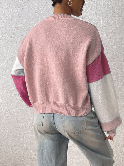 Juliette - Farbenblock - Cardigan - Rosa - S - 