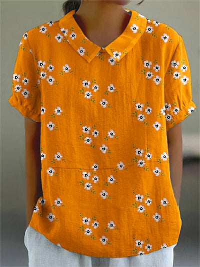 Karin - Lässige Bluse mit Blumenmuster - Orange - M - 