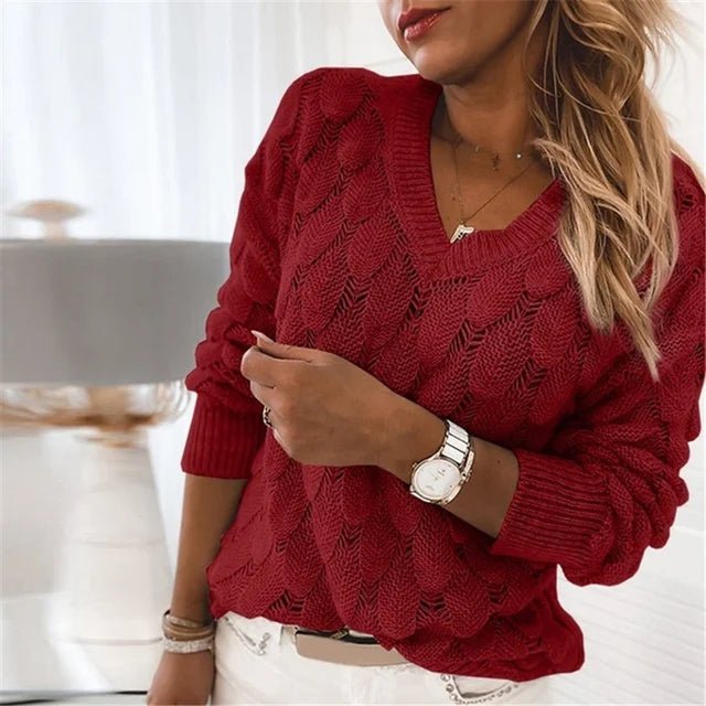 Karoline - Eleganter Strickpullover - Rot - S - 