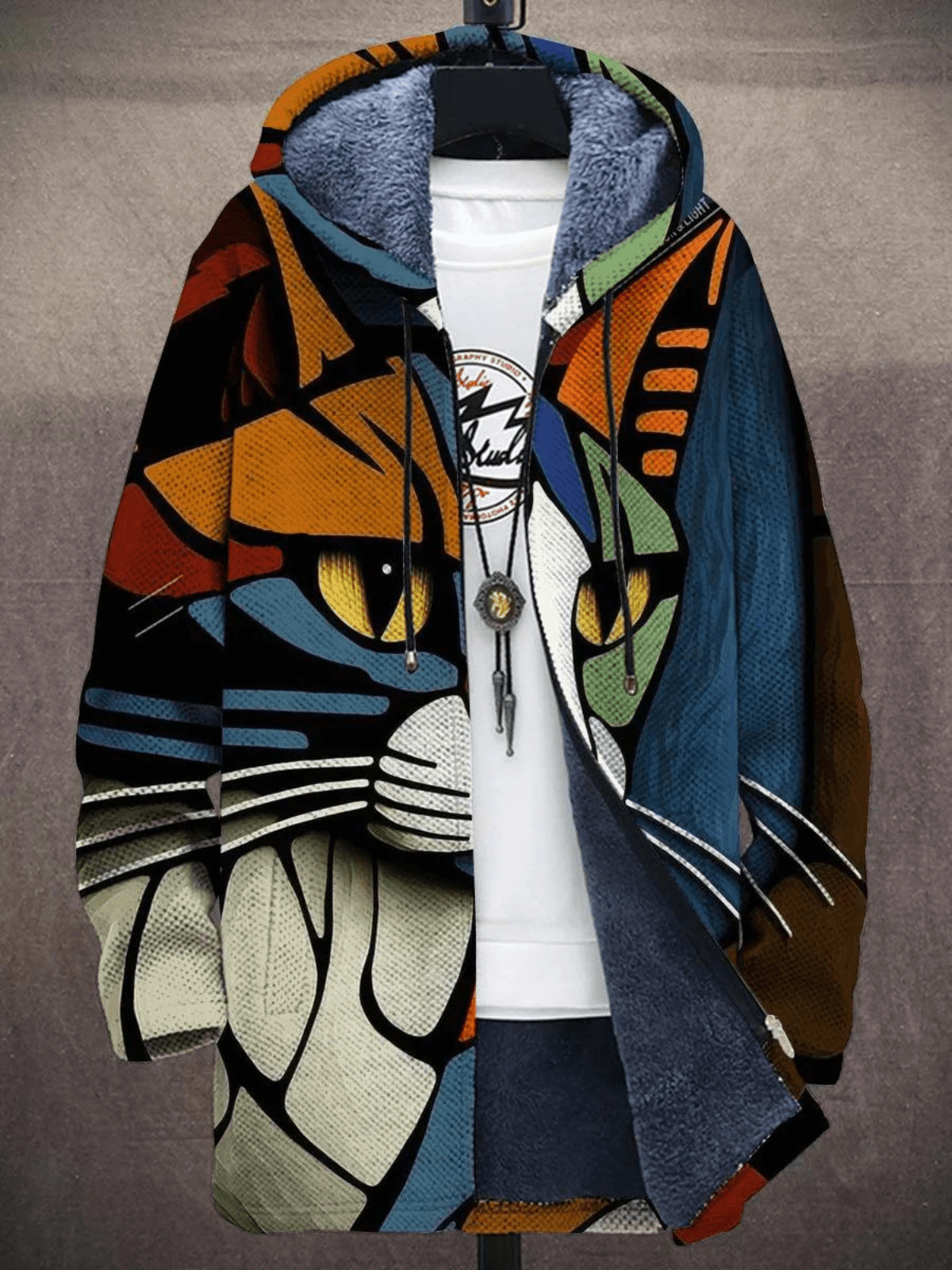 KATO | Luxuriöser Kunst - inspirierter Hoodie - Multicolored cat - S - 