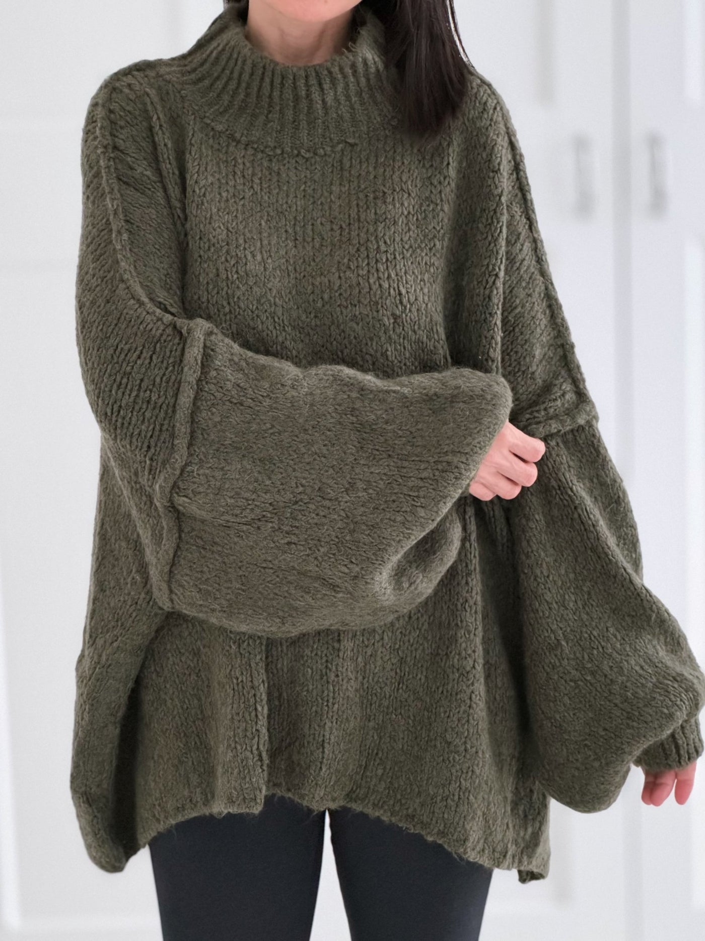 Katrin - Pullover mit Stehkragen - Khaki - S - 