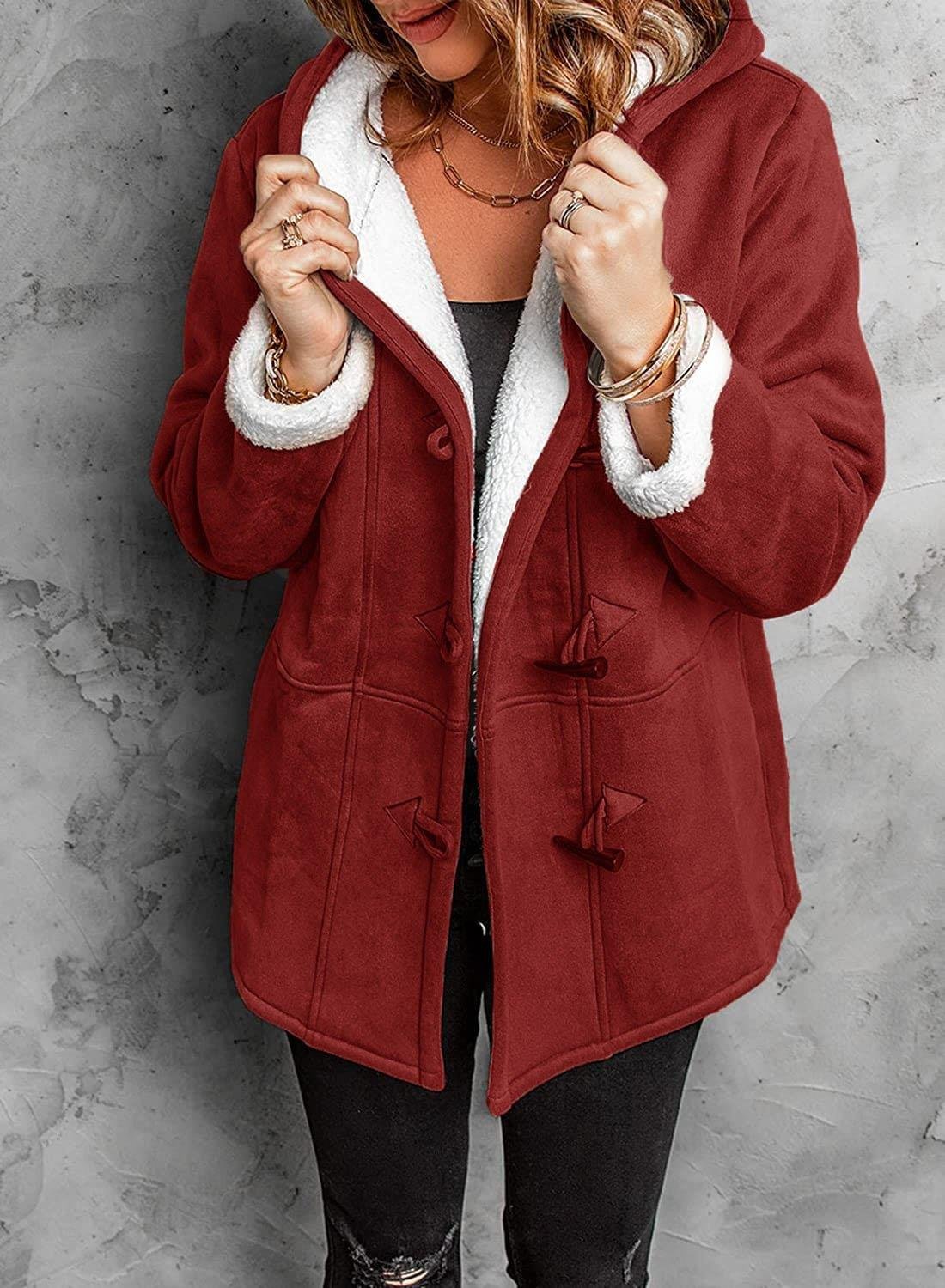 Kendra - Warme Kapuzenjacke - Rot - S - 