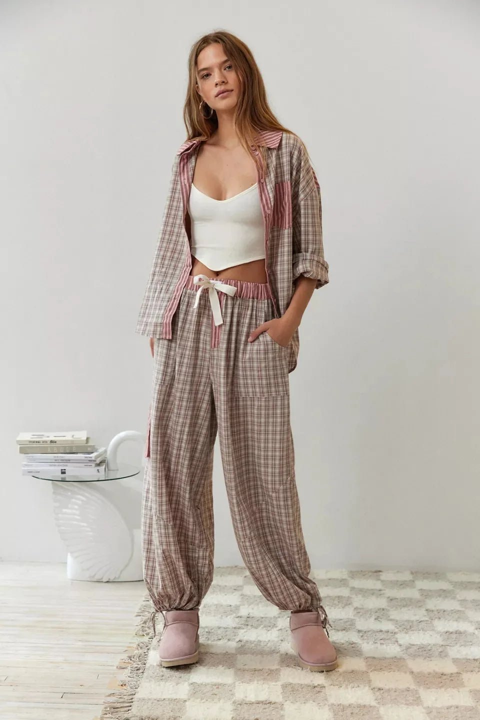 Klara - Bequemes Pyjama - Set - Rot - S - 