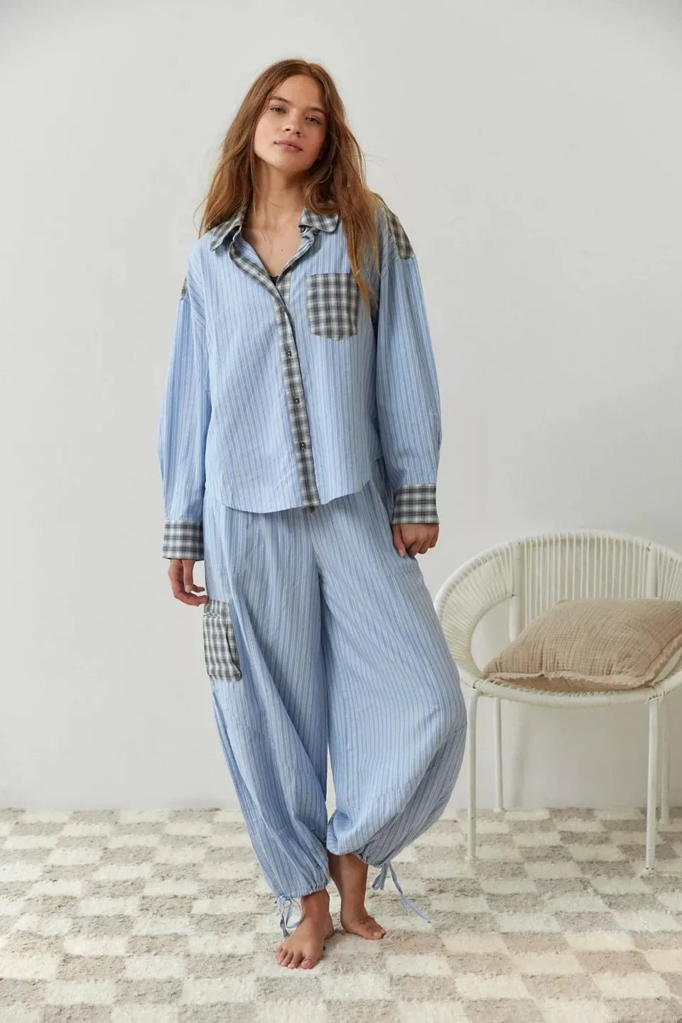 Klara - Bequemes Pyjama - Set - Blau - S - 