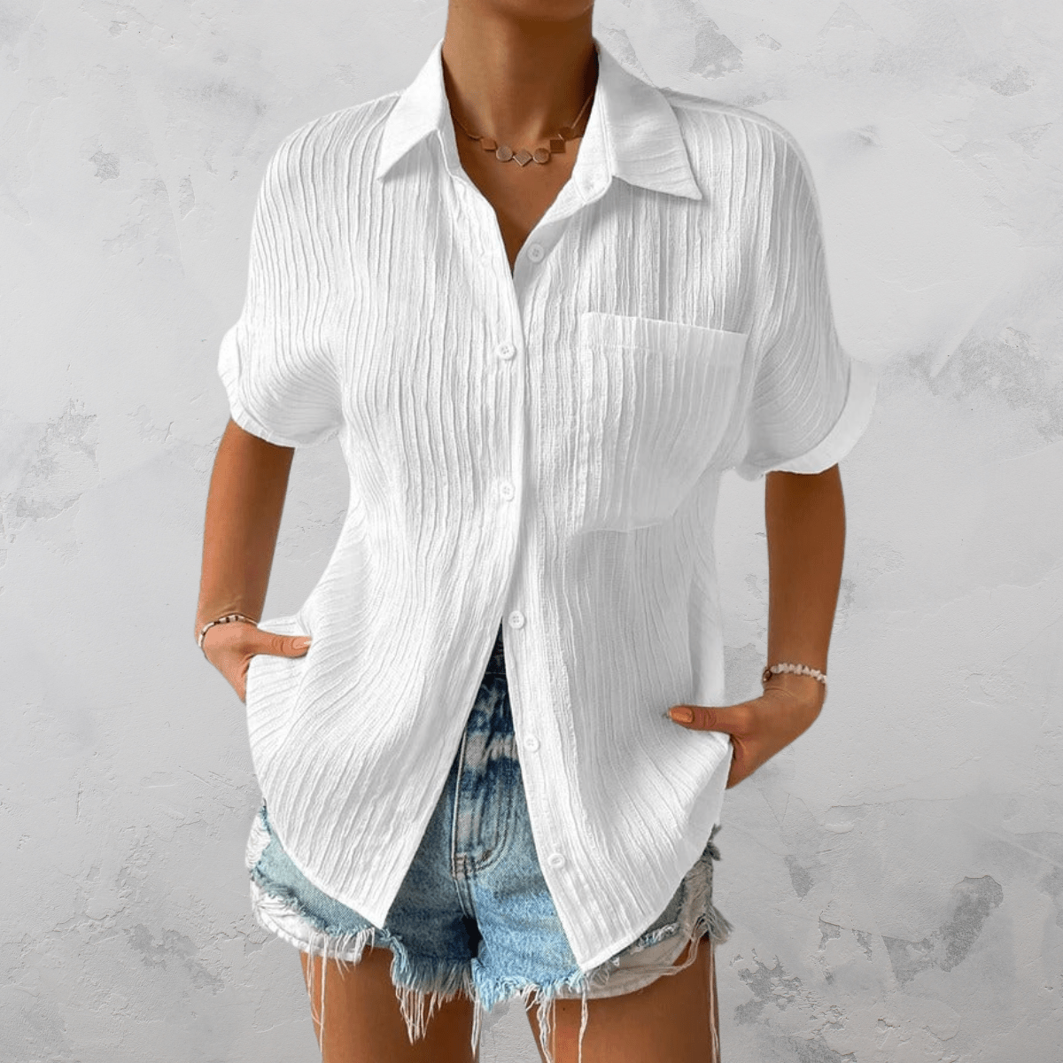 Lana - Freizeithemd mit Button - Down - Kragen - Weiß - S - 