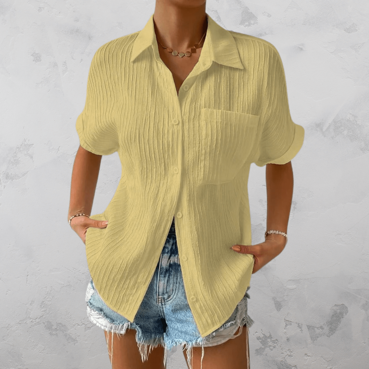 Lana - Freizeithemd mit Button - Down - Kragen - Gelb - S - 