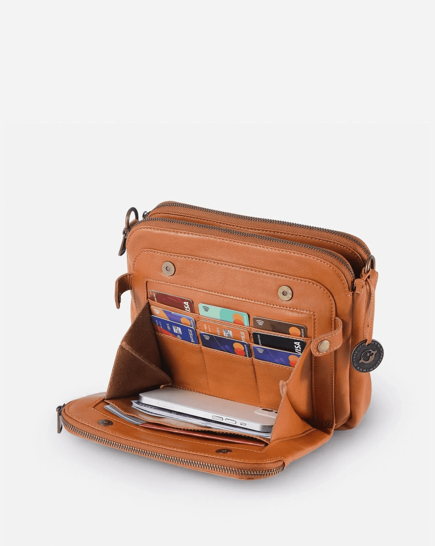 Leder Crossbody Tasche - Grün - 