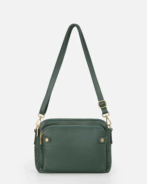 Leder Crossbody Tasche - Grün - 