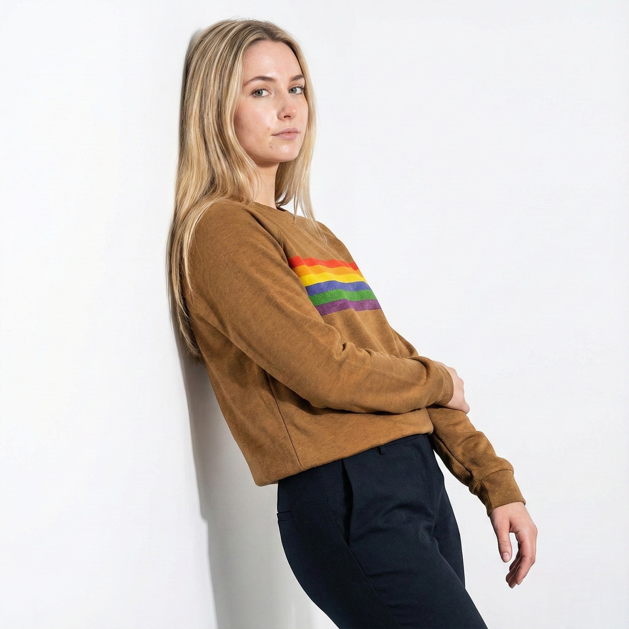 Lena – Damen Baumwolle Sweatshirt mit Regenbogenstreifen - Pullover - Temala