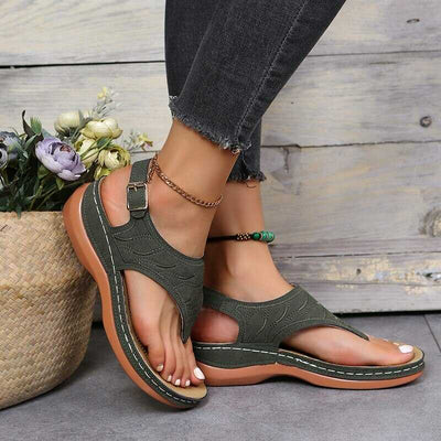 Lina Sandalen - Die besten modischen Damen - Sandalen aus Leder - Grün - 35 - 