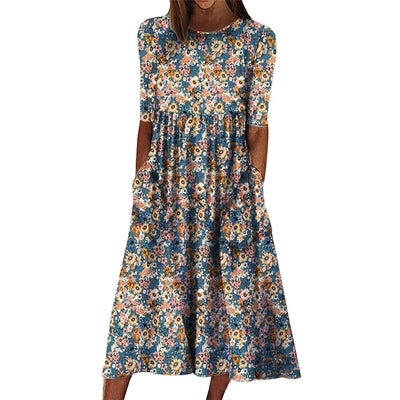 Linnea - Boho Casual Midi Kleid - Stil 3 - S - 