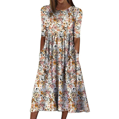 Linnea - Boho Casual Midi Kleid - Stil 2 - S - 