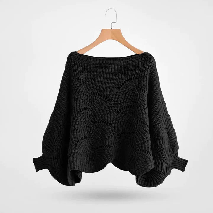 Liora - Eleganter locker gestrickter Pullover - Schwarz - 