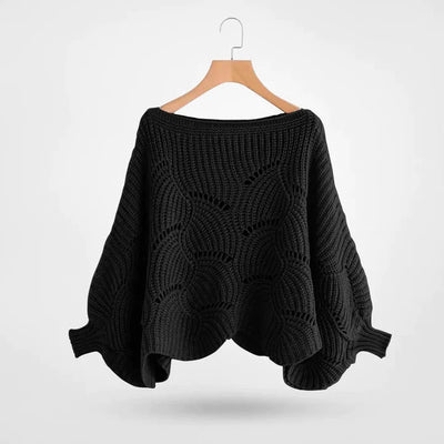 Liora - Eleganter locker gestrickter Pullover - Schwarz - 