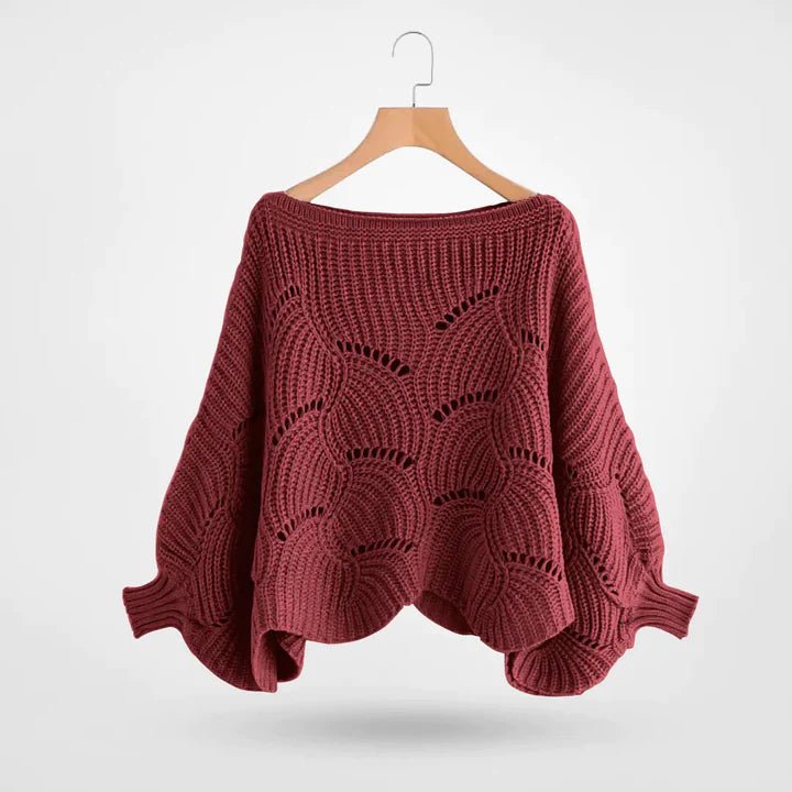 Liora - Eleganter locker gestrickter Pullover - Rot - 