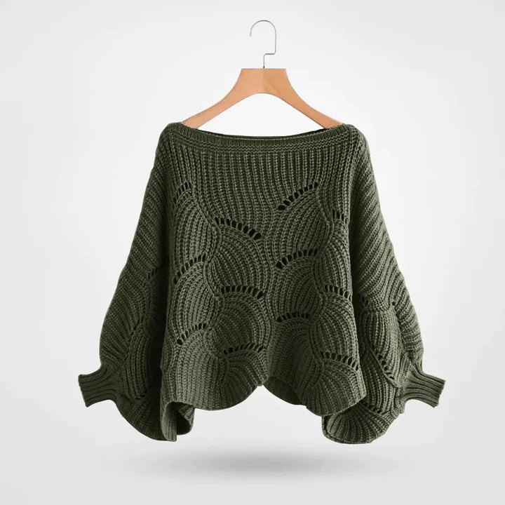 Liora - Eleganter locker gestrickter Pullover - Olivgrün - 