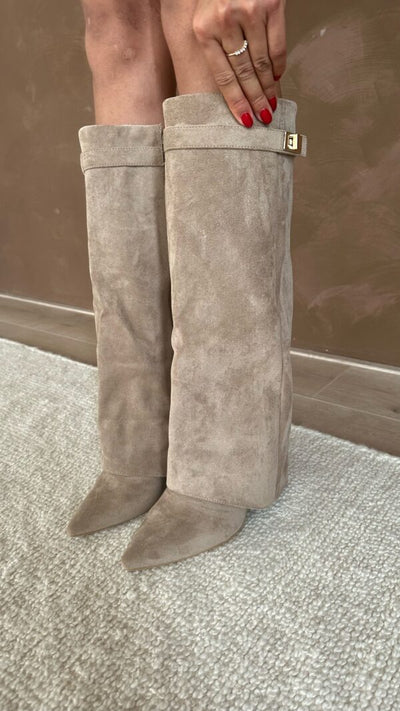 Lisa Luxuriöse Stiefel – Elegante Damen Winterstiefel - Taupe - 34 - 