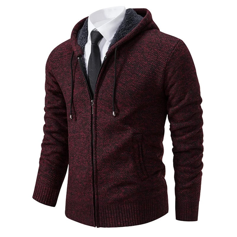 Luca - Lässiger Sweatshirt - Zipper - Cardigan - 02 Weinrot - M 50 - 62kg - 