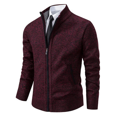 Luca - Lässiger Sweatshirt - Zipper - Cardigan - 01 Weinrot - M 50 - 62kg - 