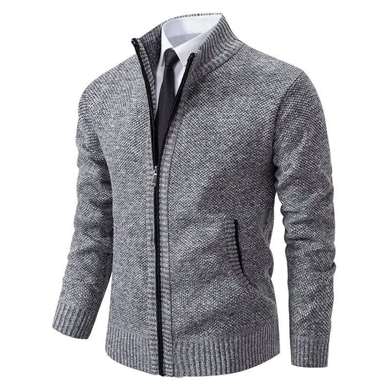 Luca - Lässiger Sweatshirt - Zipper - Cardigan - 01 Hellgrau - M 50 - 62kg - 