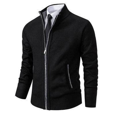 Luca - Lässiger Sweatshirt - Zipper - Cardigan - 01 Schwarz - M 50 - 62kg - 