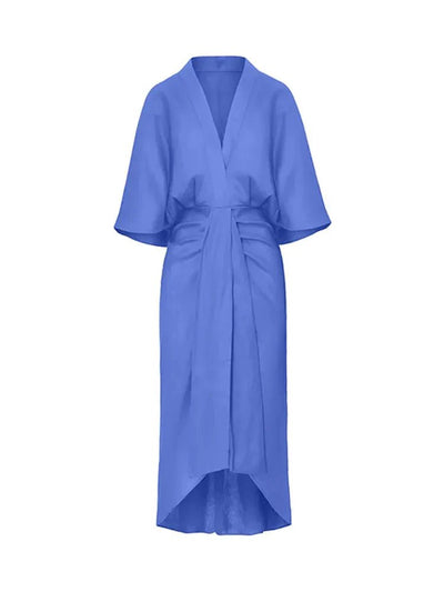 Lucy - Elegantes V - Ausschnitt Lockeres Kleid - Blau - XS - 