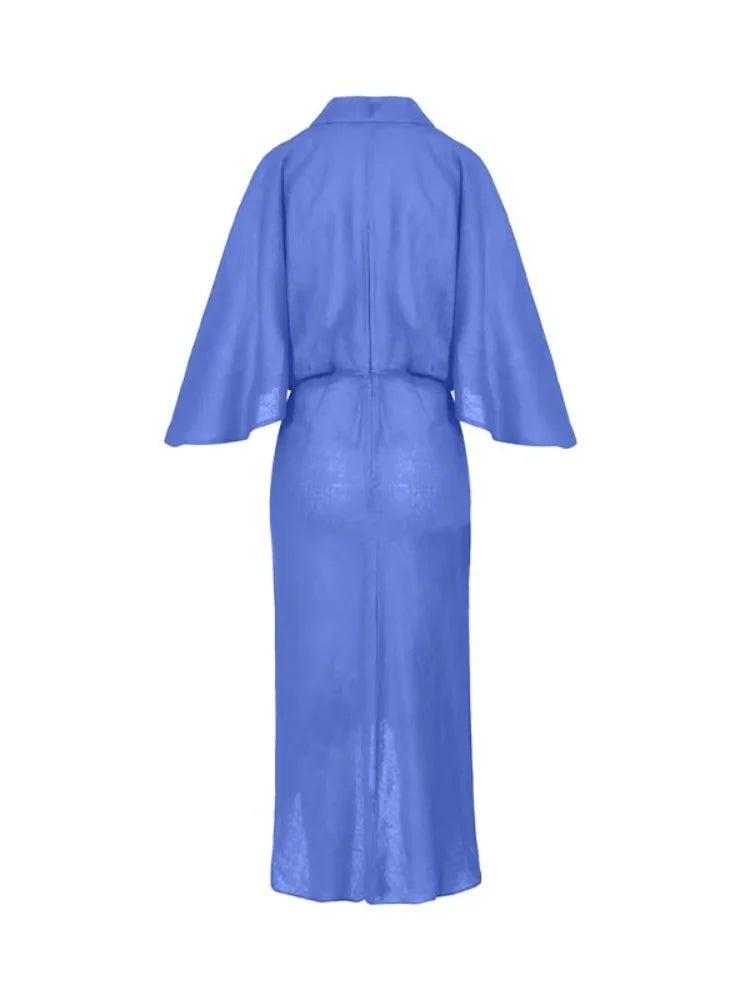 Lucy - Elegantes V - Ausschnitt Lockeres Kleid - Blau - XS - 