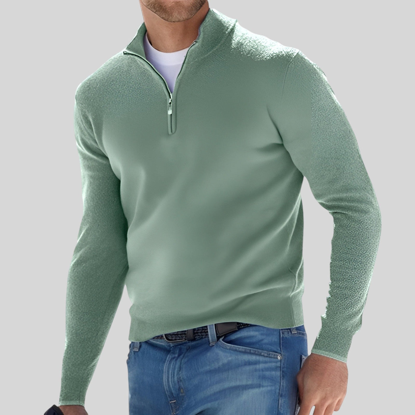 Lukas - Warmer Pullover mit Reißverschluss - Grün - S - 