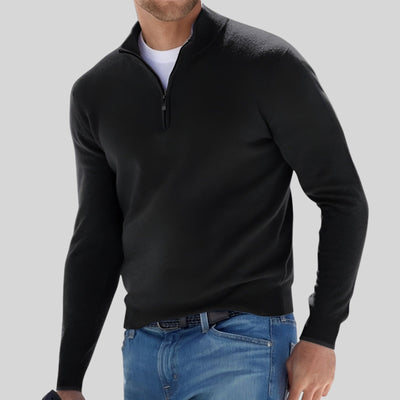 Lukas - Warmer Pullover mit Reißverschluss - Schwarz - S - 