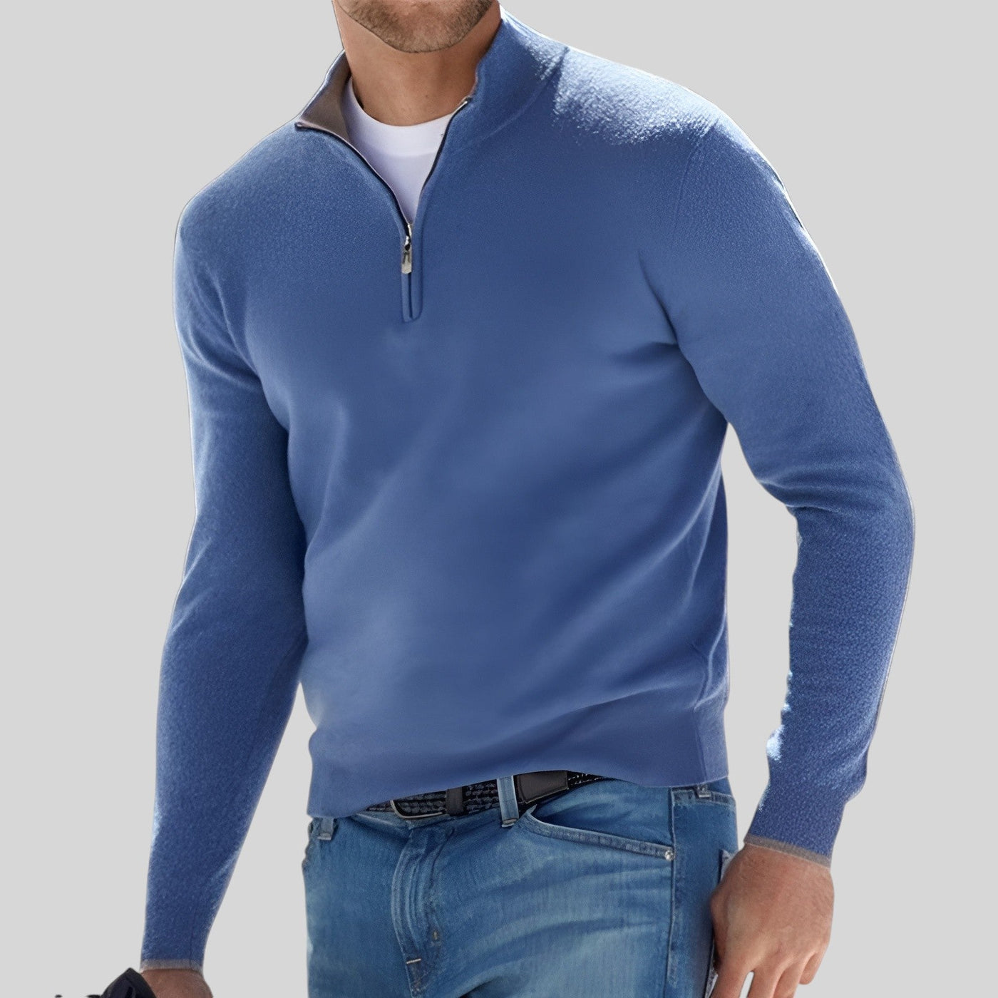 Lukas - Warmer Pullover mit Reißverschluss - Blau - S - 