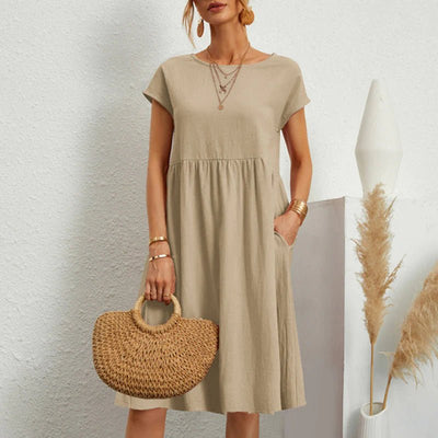 Luna® | Ibiza Mode stilvolle Frauen Kleid für den Sommer - Beige - S - 