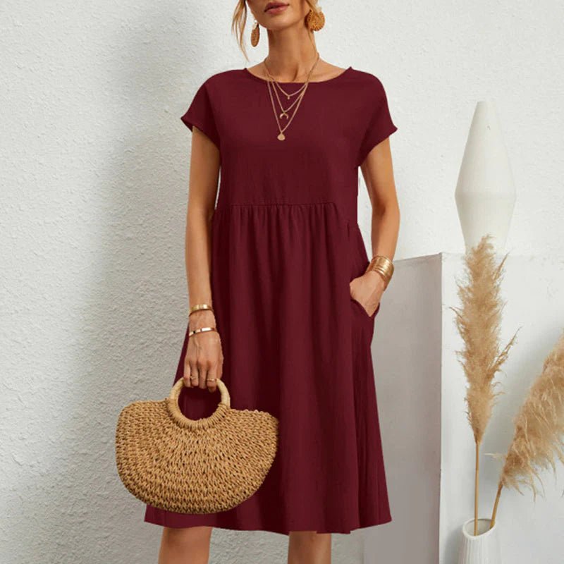 Luna® | Ibiza Mode stilvolle Frauen Kleid für den Sommer - Weinrot - S - 