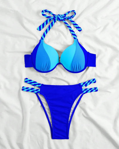 Malia - Halterneck - Bikini - Set - Blau - S - 